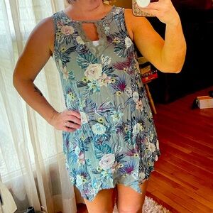 Sage and flower tunic